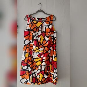 Peter Nygard Red and Orange Abstract Dress